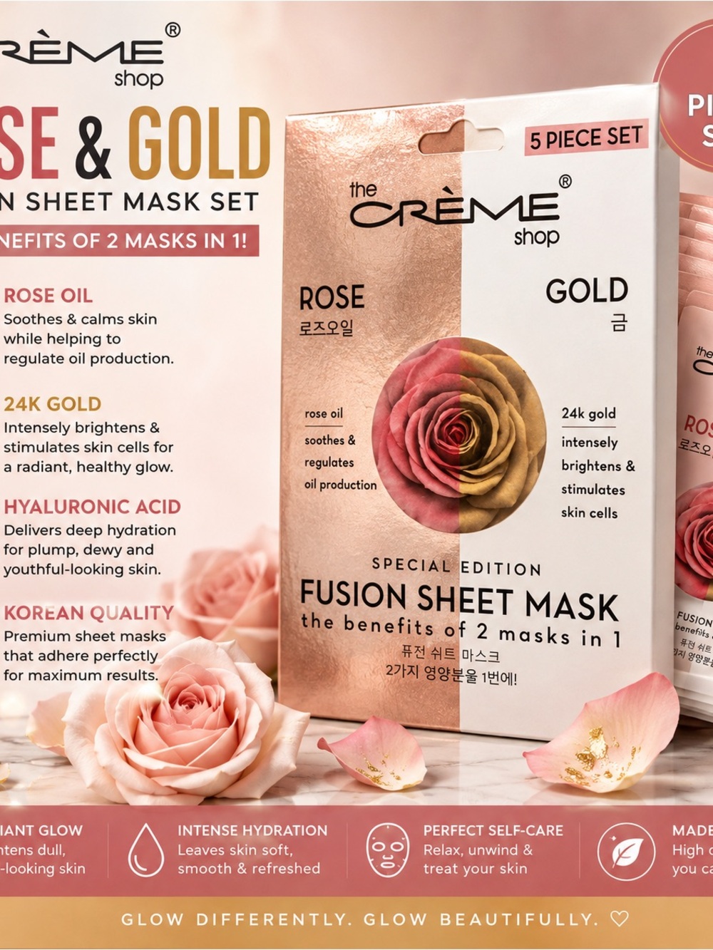 Rose & Gold Fusion Sheet Mask Set – Pink/Gold